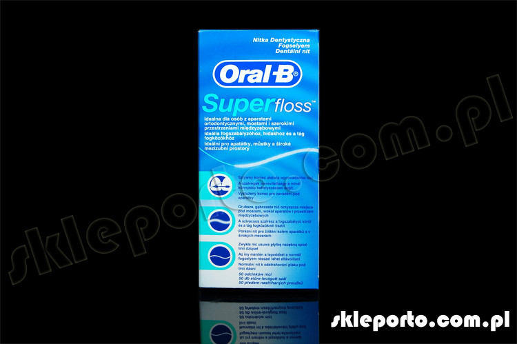 Oral-B Oral-b Super Floss miętowa nić ( 50 sztuk ) - nitka ortodontyczna implanty mosty