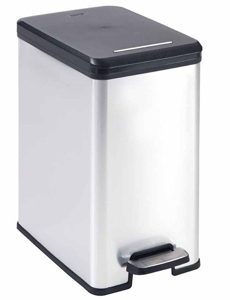 Curver Kosz na śmieci Deco, 25 L, z pedałem, srebrny, 02339-582-02 Keter
