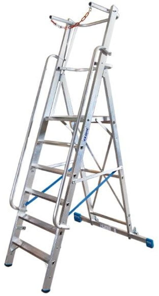 Krause 996 99675017 Drabina magazynowa 8 stopniowa z dużą platformą i barierkami 75017-uniw