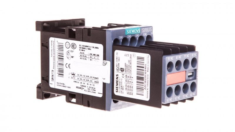Siemens Stycznik pomocniczy 3A 4Z 4R 24V DC S00 3RH2244-1BB40 3RH2244-1BB40