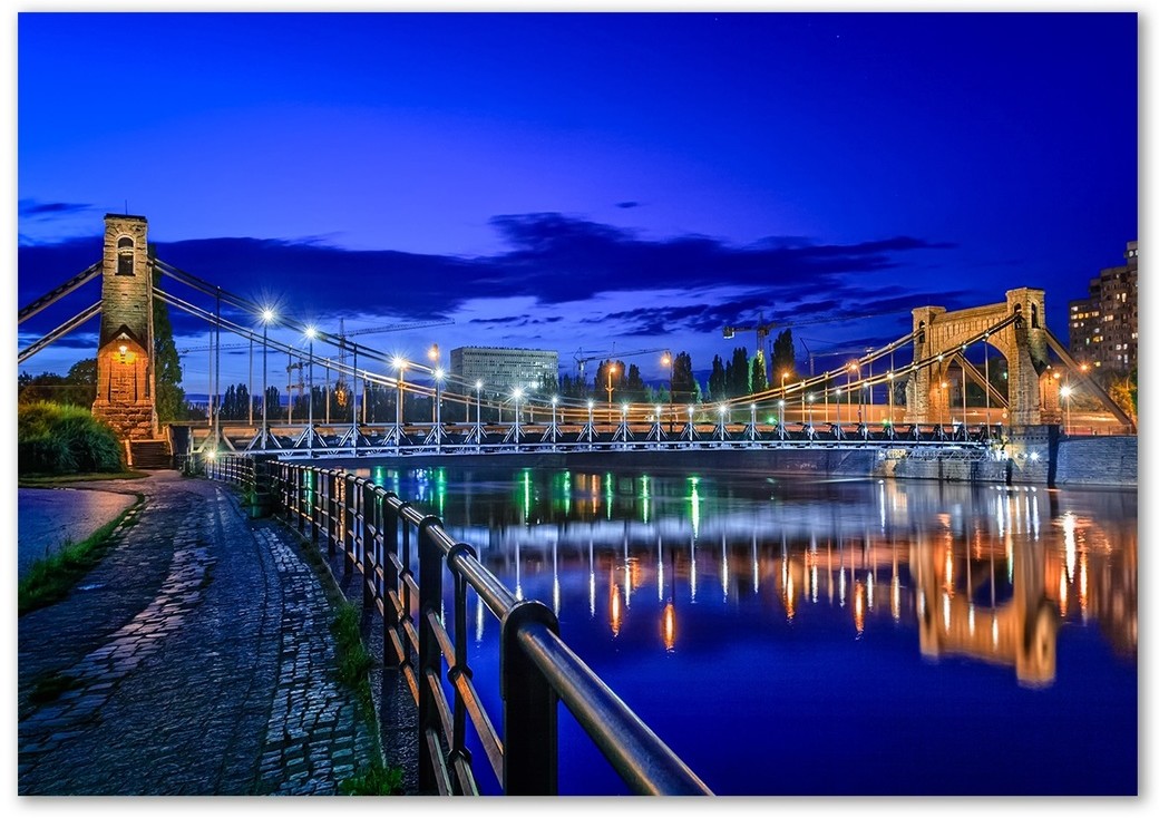 Foto obraz szkło akryl Wrocław nocą