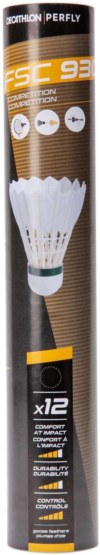 PERFLY Lotki do badmintona z piór FSC 930 x12 (SZYBKOŚĆ 77) Unisex