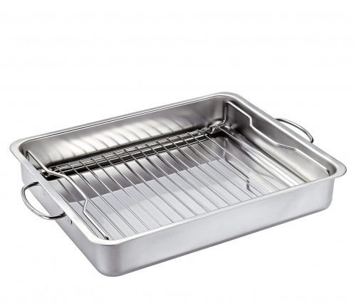 Küchenprofi Style - stalowa brytfanna z rusztem, 40×31,5×6,5 cm