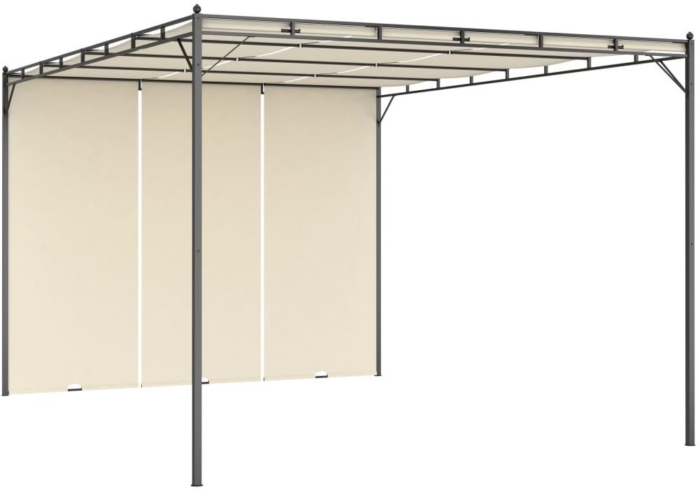 vidaXL Altana ogrodowa z zasłoną boczną, 4 x 3 x 2,25 m, kremowa 47994