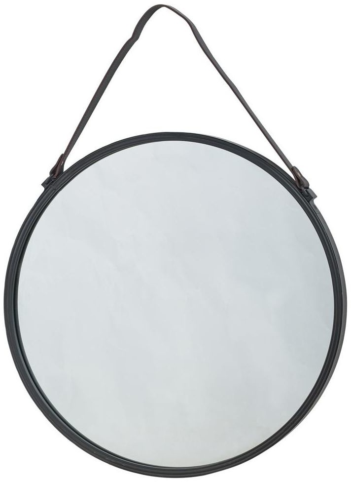 INSPIRE Lustro okrągłe BARBIER na pasku czarne śr. 55 cm INSPIRE
