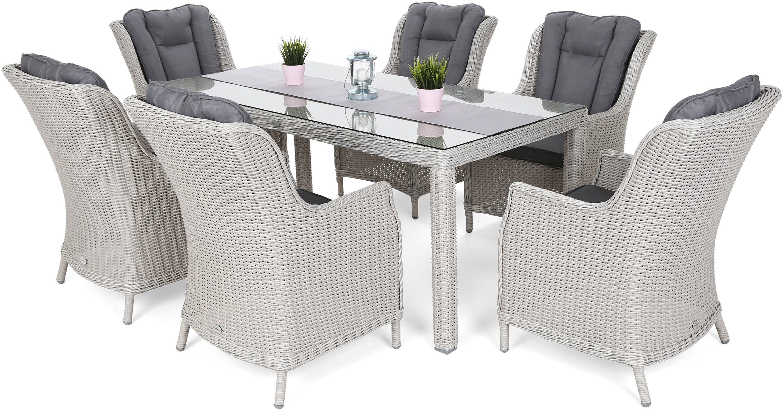 HOME & GARDEN Meble ogrodowe technorattanowe Bristol 180 cm White / Grey 6+1 617992