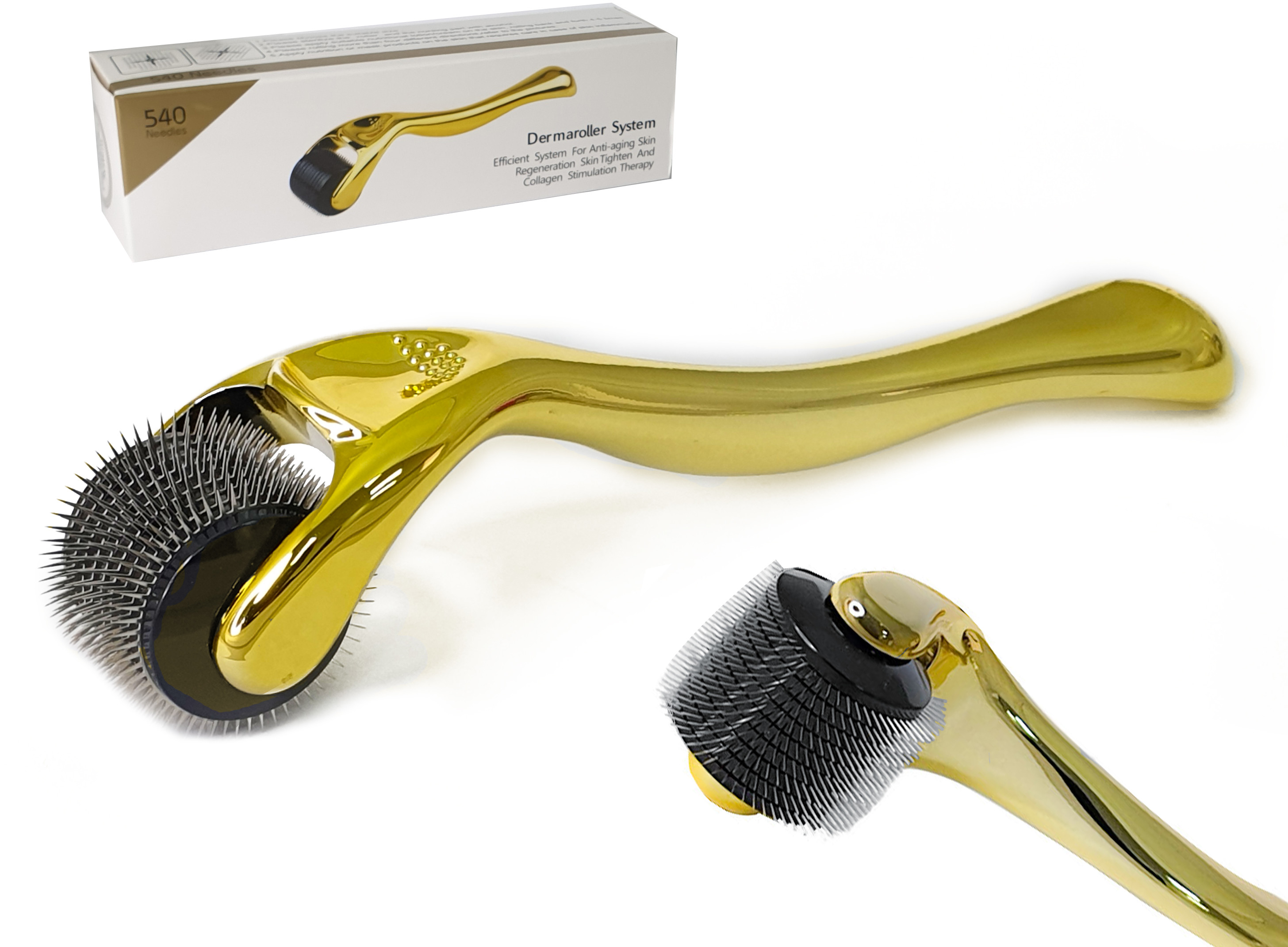 Derma Roller 540 Igieł 1,5 mm Dermaroller Stal Złoty DERMA-GL-02-1,5mm