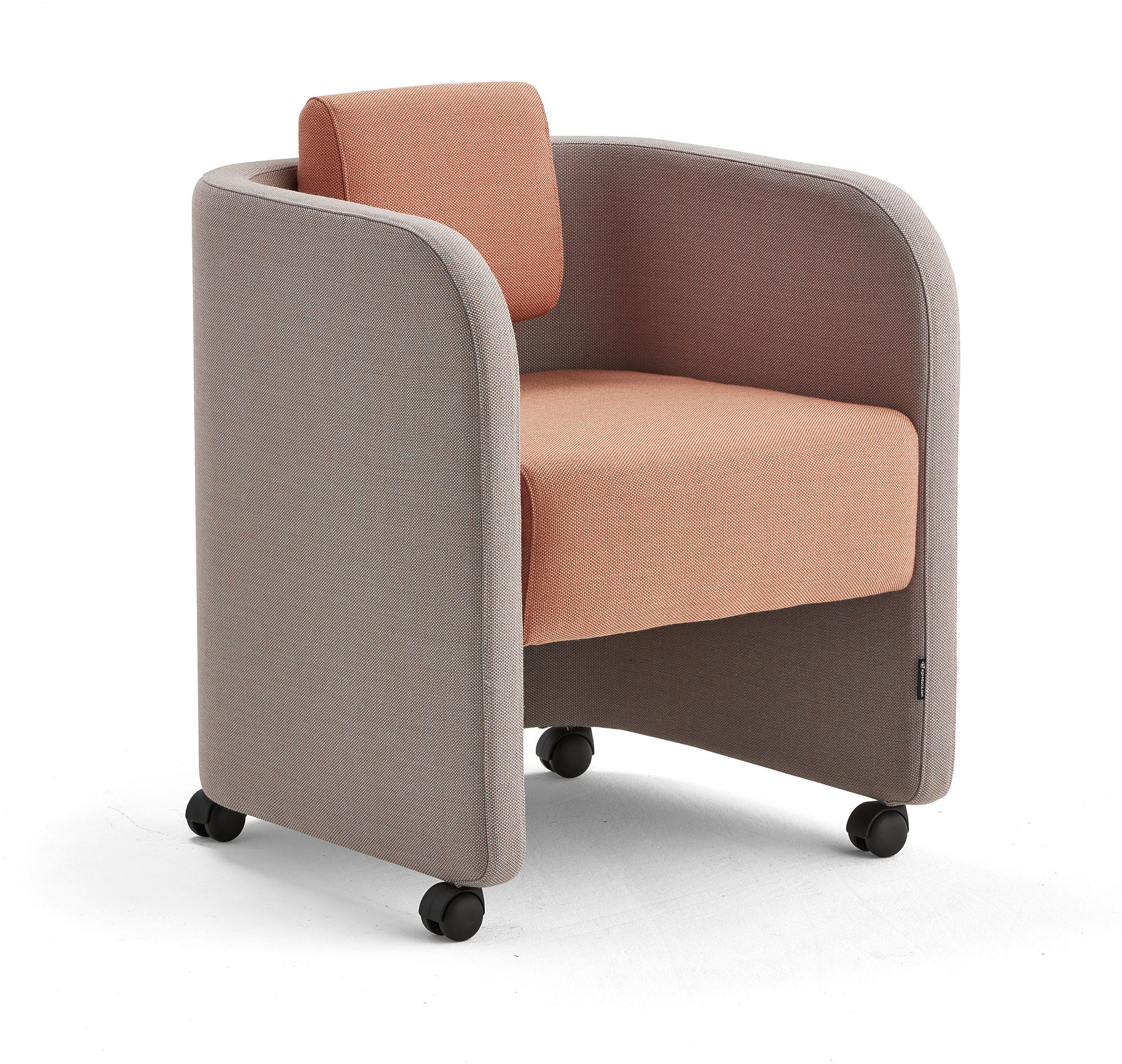 AJ Produkty Fotel COMFY, na kółkach, wełna, srebrno szary/łososiowo różowy