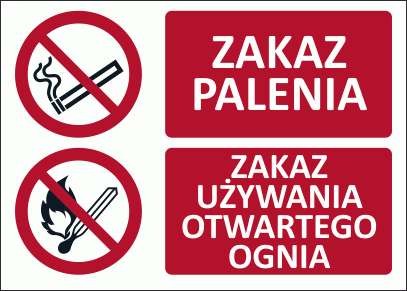 BOPL T013 - Zakaz palenia/Zakaz używania otwartego ognia - 700x500 mm.