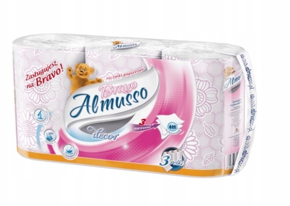 Almusso Bravo Ręczniki papierowe różowe 3 rolki