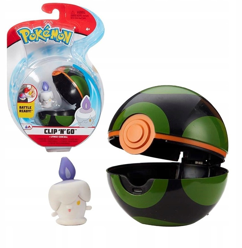 Oryginalny Litwick Pokeball Clip Pokemon Figurka
