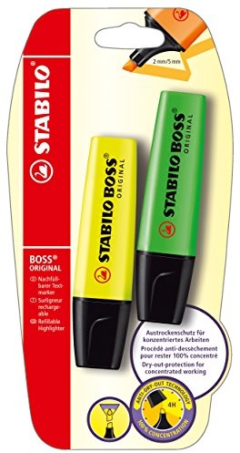 STABILO Stabilo Boss Original,  tekstu marker, żółty/zielony 2 szt. w opakowaniu B-10428-10