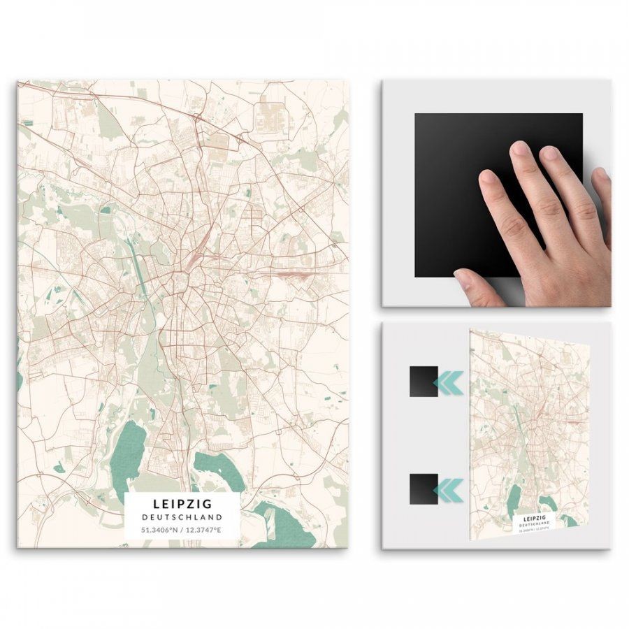 Pix4home Plakat metalowy Mapa Vintage Leipzig L POS-L-03186