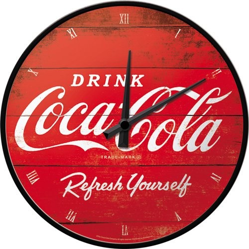 Nostalgic-Art 51074 logo Coca-Cola Refresh yourself Zegar ścienny 31 cm, czerwony 51074