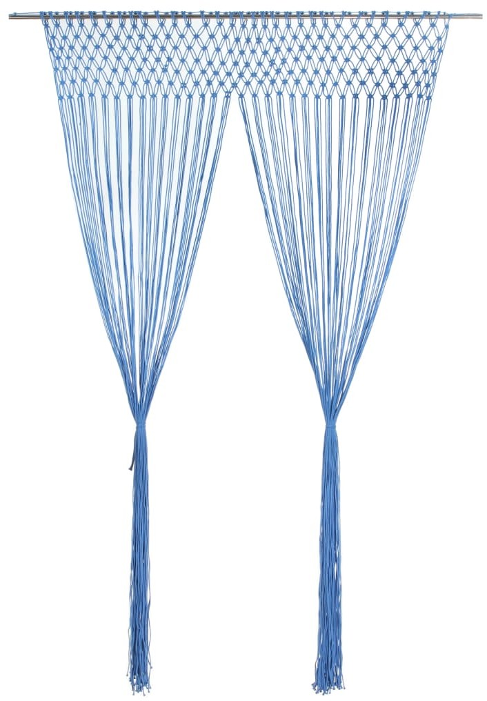 vidaXL Zasłona z makramy, niebieska, 140 x 240 cm, bawełna