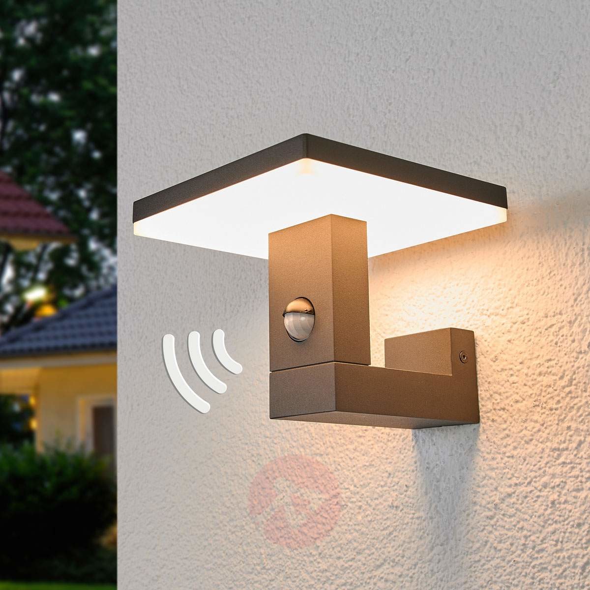 LAMPENWELT.COM Lampa zewnętrzna Olesia z czujnikiem ruchu, z LED