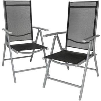 TecTake 2 x Krzesło ogrodowe składane srebrny/czarny 401631