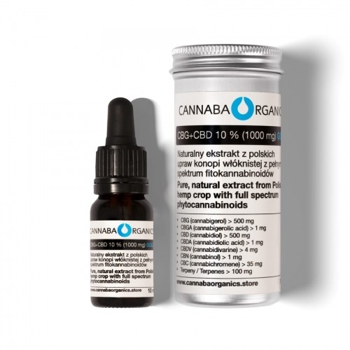 Cannaba Organics Destylowany olej pełne spektrum 10% CBG+CBD (1000 mg/10 ml) 5902198162001