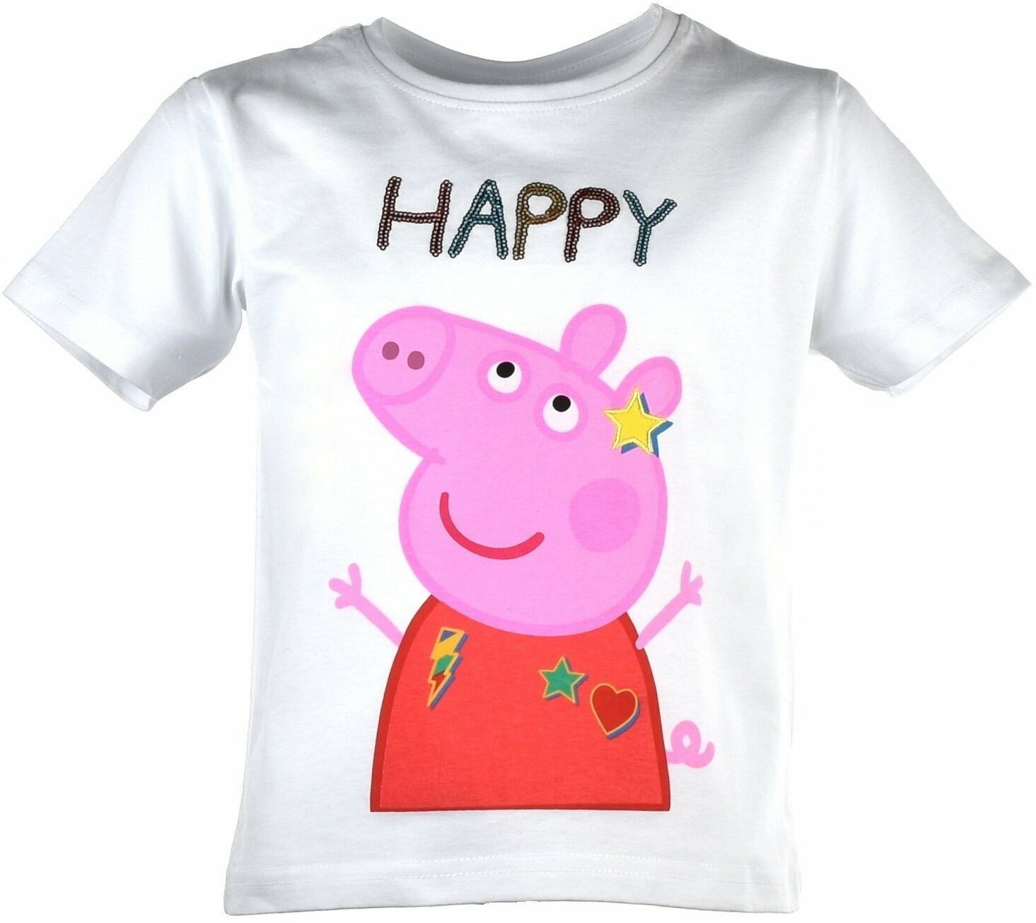 Licencja T-shirt dla dzieci Świnka Peppa Happy Biała 22614