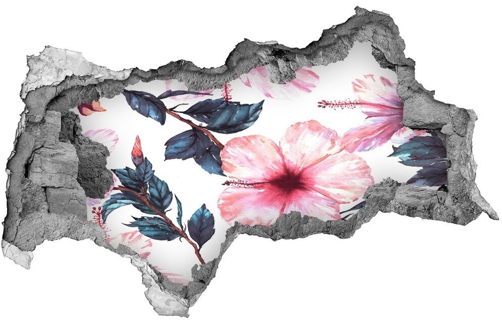 Wallmuralia.pl Naklejka 3D dziura na ścianę Kwiaty hibiskusa