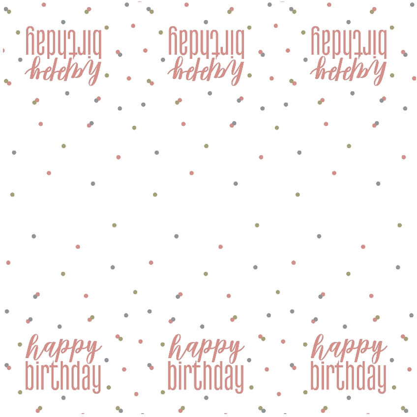 UNIQUE Obrus urodzinowy różowe złoto Happy Birthday - 137 x 213 cm - 1 szt. U84894