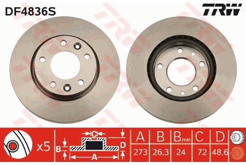 TRW Tarcza hamulcowa DF4836S