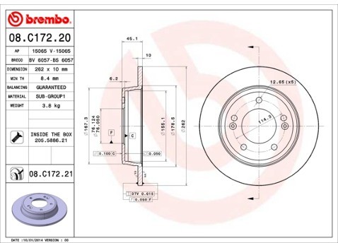 BREMBO Tarcza hamulcowa 08.C172.21