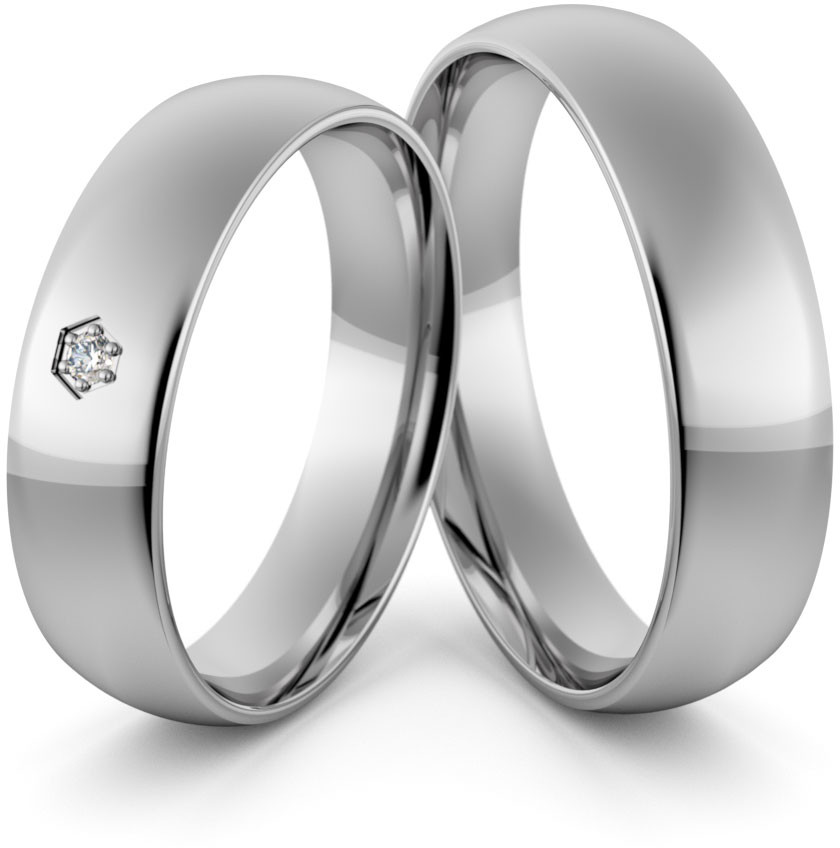Eminence Obrączki ślubne palladowe 5 mm z brylantem - Pd-60 Pd-60