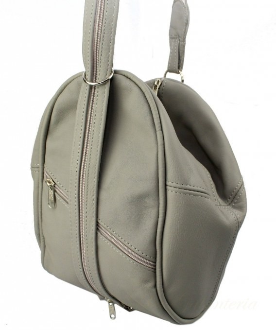 Magre Plecak Skórzany (PL) Jowita Skóra Naturalna Licowa Jasny popielaty