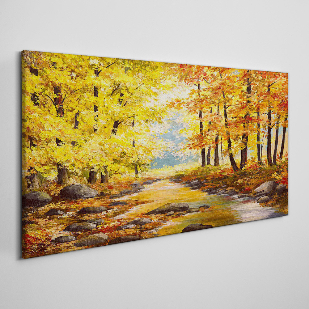 PL Coloray Obraz na Płótnie Malarstwo Jesień Las 100x50cm