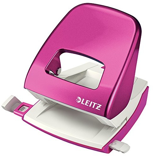 Leitz NeXXt 50082001 dziurkacz biurowy, metalowy, dziurkuje do 30 kartek, różowy metalik 50082023