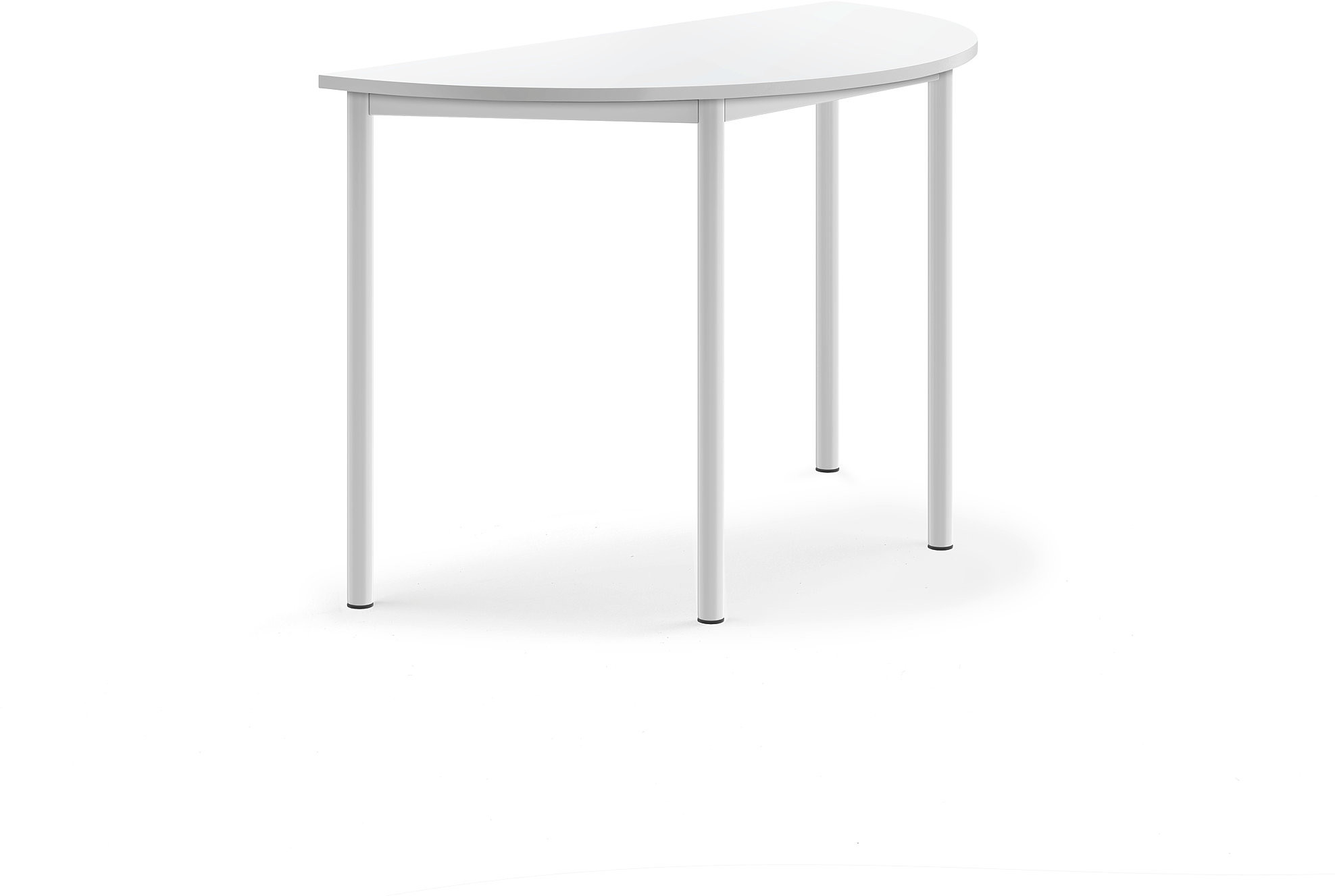 AJ Produkty Biurko SONITUS, półokrągłe, 1200x600x760 mm, biały laminat, biały