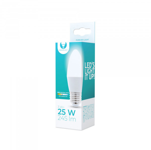 Forever Light Żarówka LED E27 C37 3W 230V 4500K 245lm