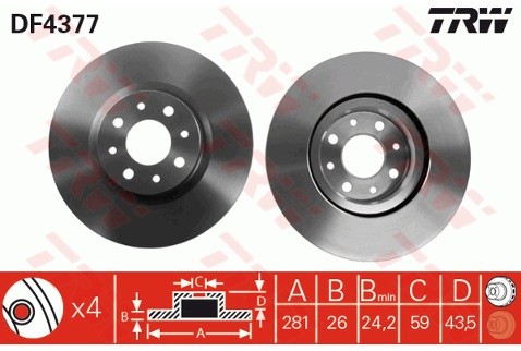 TRW Tarcza hamulcowa DF4377