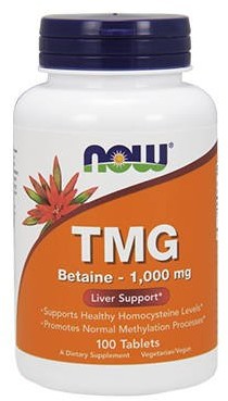 NOW TMG 1000mg [ 100tabs. ] - Foods - Trimetyloglicyna Bezwodna Betaina Zdrowa Wątroba