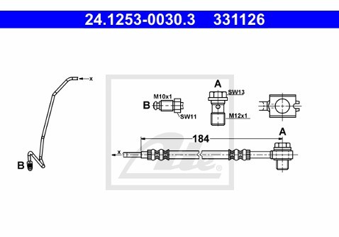 ATE Przewód hamulcowy elastyczny 24.1253-0030.3
