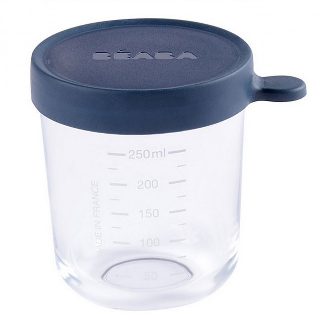 Beaba Pojemnik słoiczek szklany z hermetycznym zamknięciem 250 ml dark blue