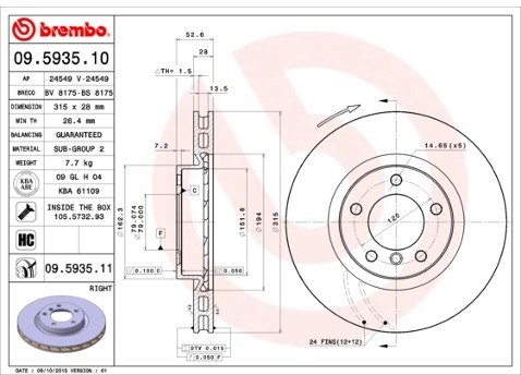 BREMBO Tarcza hamulcowa 09.5935.11