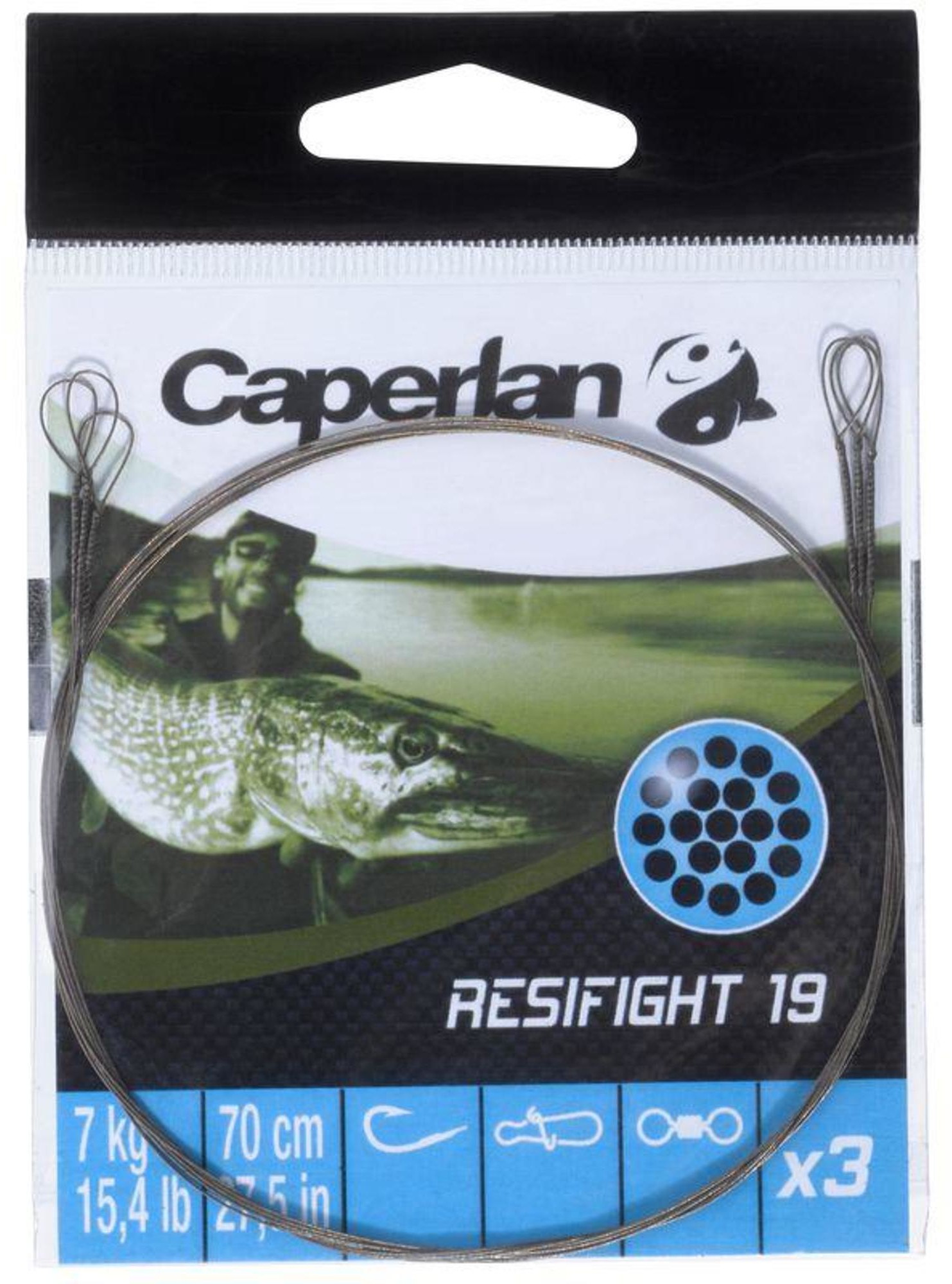 CAPERLAN Przypon na drapieżniki Resifight 19 2 pętle 7 kg Unisex