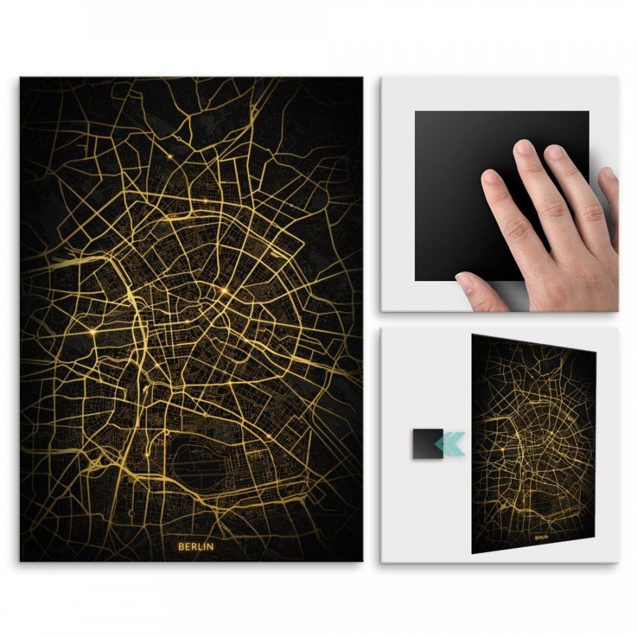 Pix4home Plakat metalowy Mapa City Lights Berlin M POS-M-03465