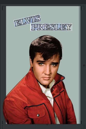 Empire plakat  Presley, kurtka Elvis  czerwonych  rozmiar (cm), ok. 20 X 30  lustro lustro na ścianę z czarnego tworzywa sztucznego ramki o wyglądzie drewna z nadrukami z nadrukami 538352