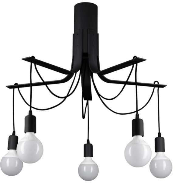 Ramko LAMPA sufitowa BORNHOLM 67748 industrialna OPRAWA metalowa minimalistyczne przewody czarne