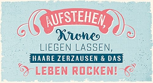 Grafik-Werkstatt Grafik Werkstatt 60865 lampa ścienna tabliczka | Tabliczka Vintage-Art |aufstehen.... | retro | Nostalgic | pudełko z kordel| dekoracyjna tablica-Cardboard, tektura, kolorowa, 22 x 12 cm 60865