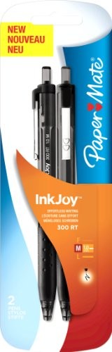 Paper Mate InkJoy 300 RT długopis, średnia końcówka 2 sztuki czarna S0959850