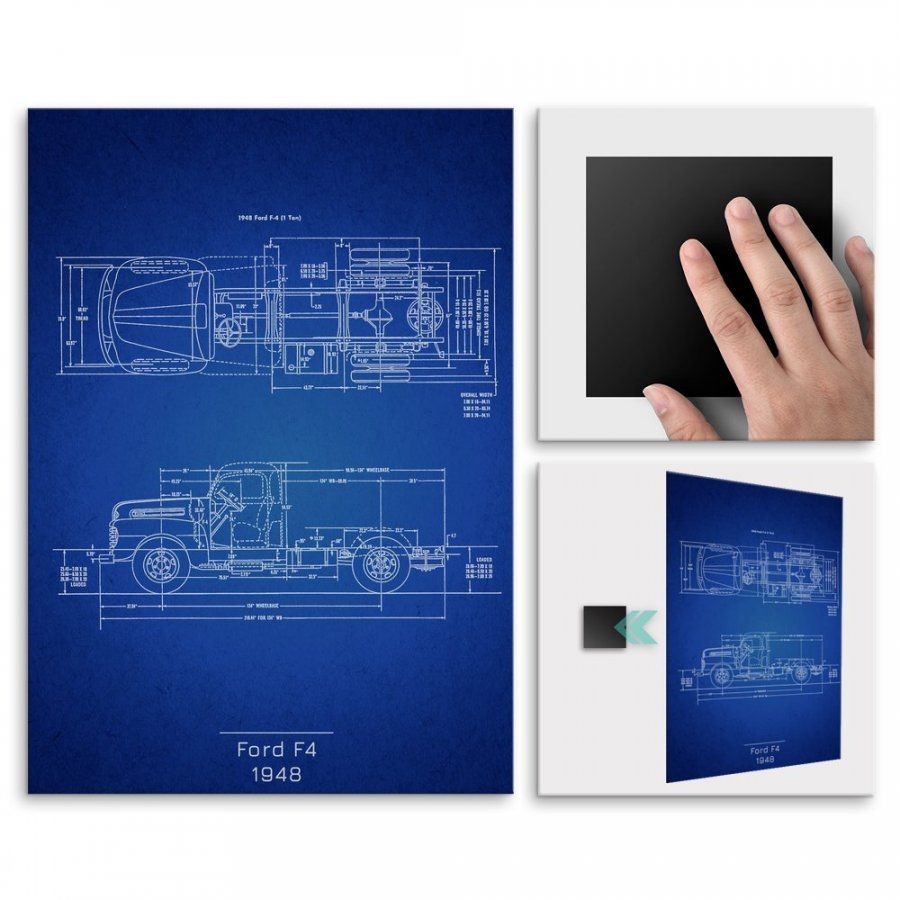 Pix4home Plakat metalowy Ford F4 Projekt Blueprint L POS-L-02854