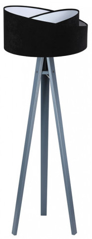 Czarno-antracytowa lampa stojąca drewniana W2-N27