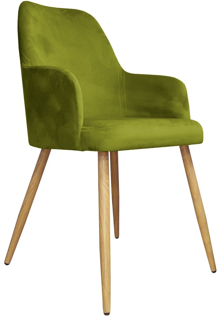 Atos Krzesło WEZERA BL VELVET oliwkowe/dąb w stylu glamour WESTA-DAB-BL75