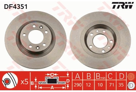 TRW Tarcza hamulcowa DF4351