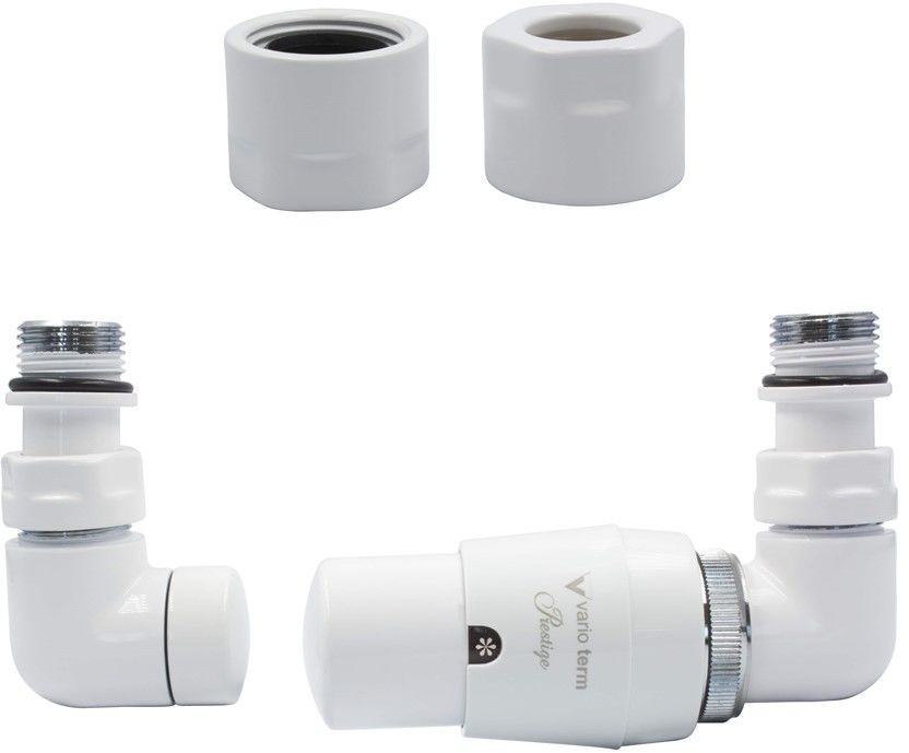 Varioterm Zawór termostatyczny trójosiowy Vision ze złączką PEX/CU - biały mat miedziana - CU 15 mm prawy VIGS0221CFK/P(CU)