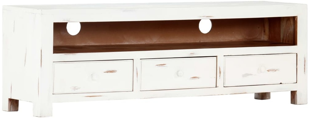 vidaXL Szafka pod TV, biała, 120x30x40 cm, lite drewno akacjowe
